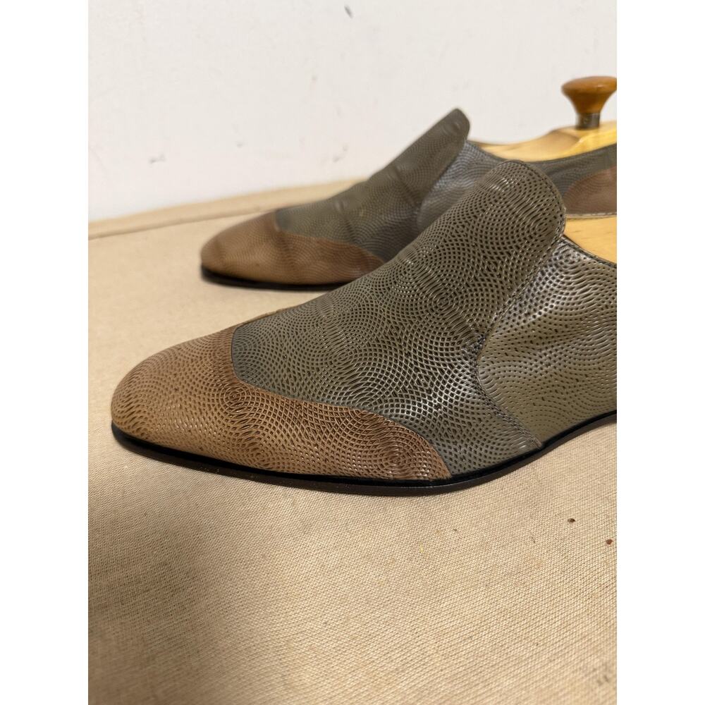 Cesare Paciotti Dress Shoes Mens Size 7.5 Gray Embossed Leather Slip On Italy - Picture 7 of 13
